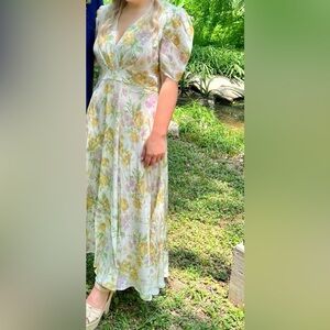 D’Ascoli | Floral Puff-Sleeve Midi Dress | Size M